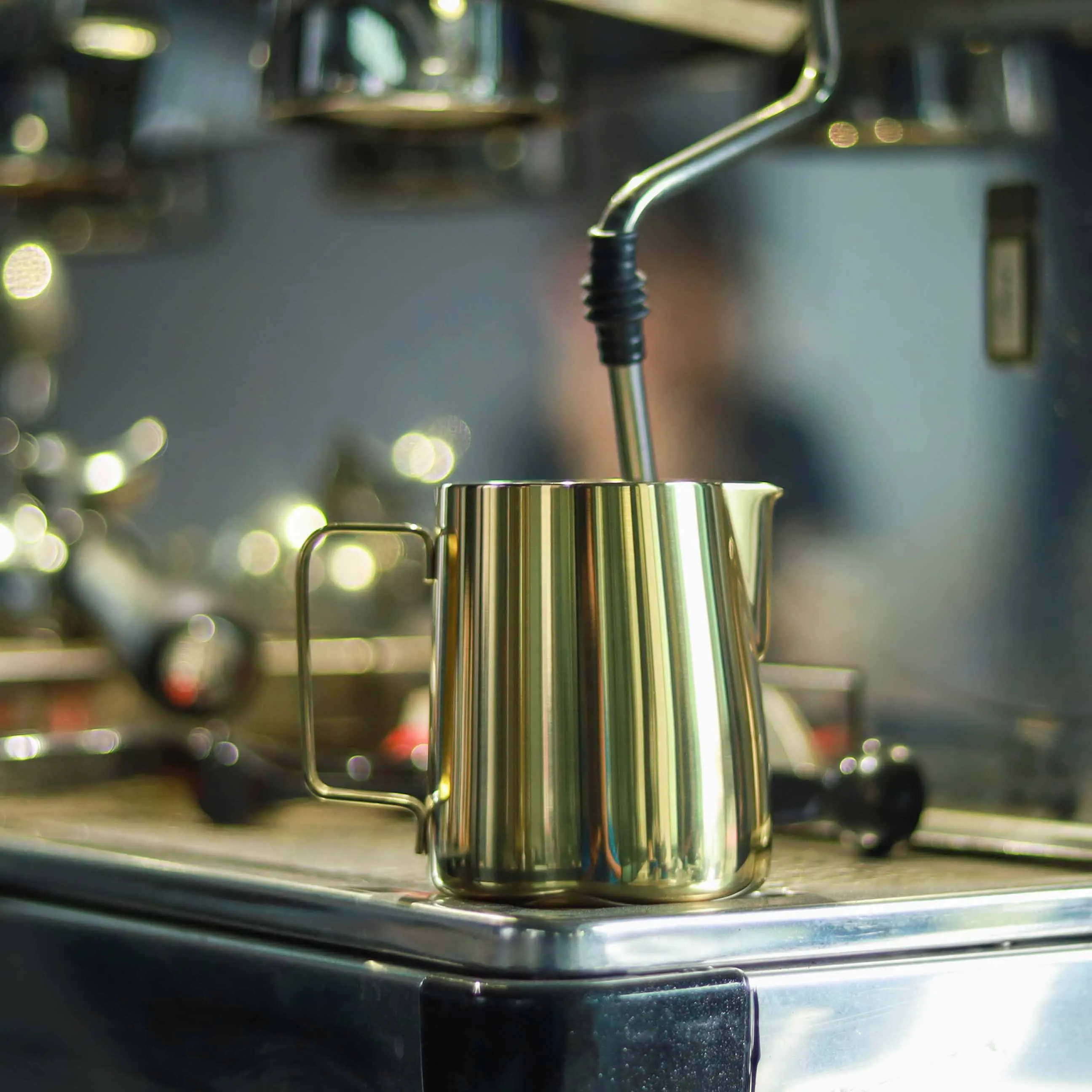 Metal galvanized steel milk pitcher custom made frother pitcher latte art coffee milk jug with handle