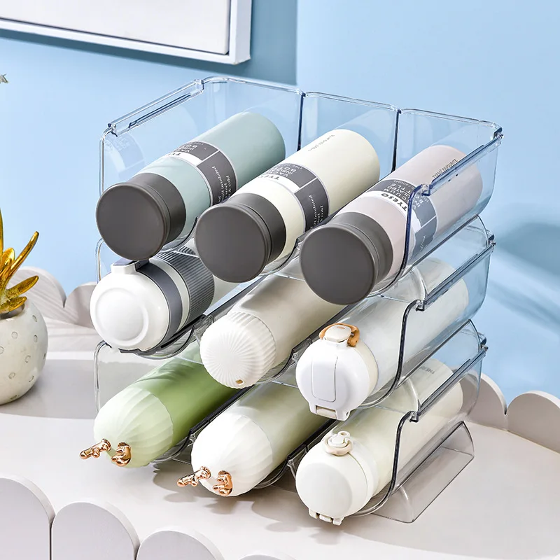 Wine and Water Bottle Holder Stackable Plastic Wine Rack Storage Organizer for Fridge Cabinet Pantry Kitchen Countertop
