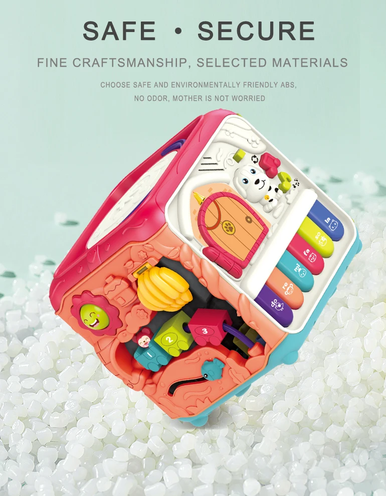 6 in 1 sensory activity cube magic drum musical hexahedron multifunctional early educational activity cube learning toy