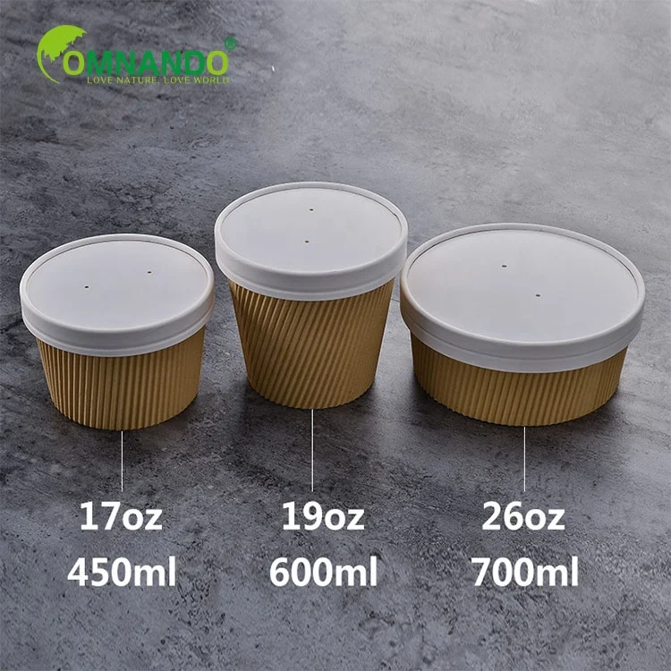 new style kraft paper corrugated soup cups for thickening hot and cold food disposable kraft paper soup cups