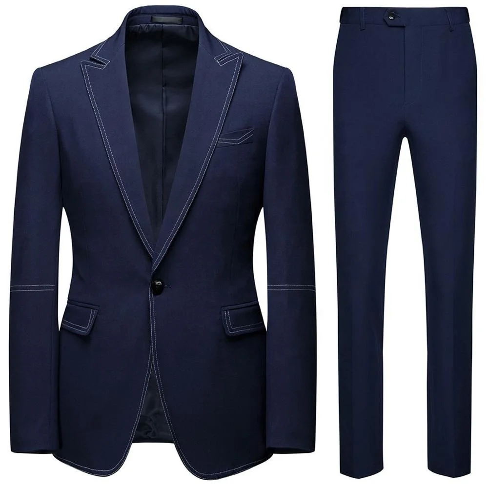 MTM made to measure custom bespoke handmade man formal Slim business suit blue coat pant photos designs wedding  pant men suit