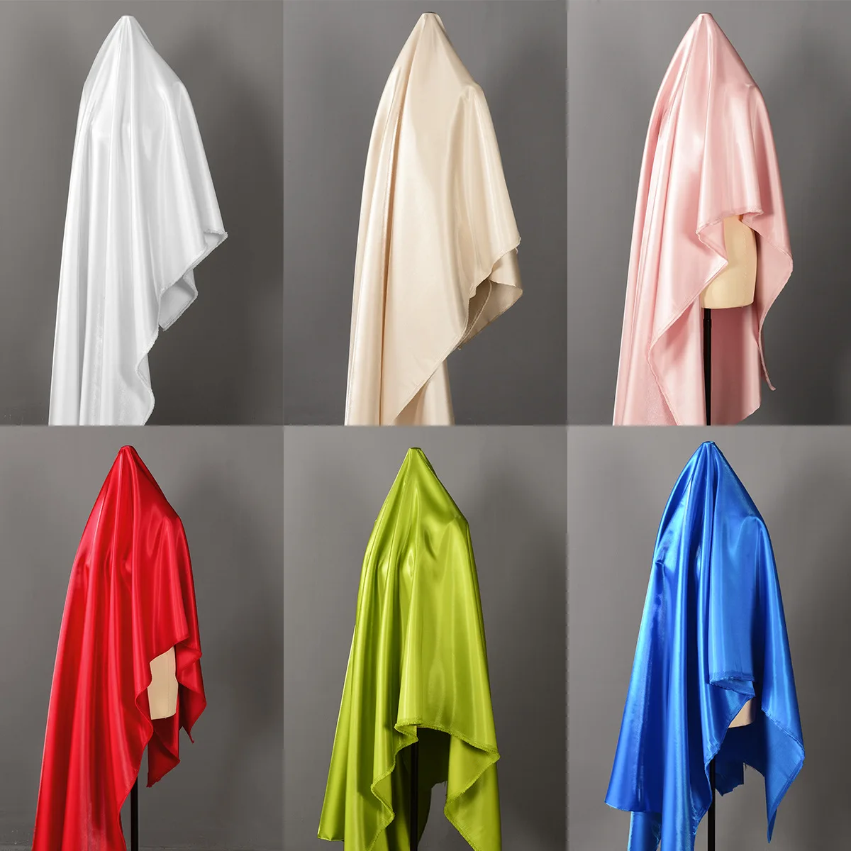 Wedding Dress Pure Color Polyester Satin Fabric Shiny Polyester Satin Fabric With Silk