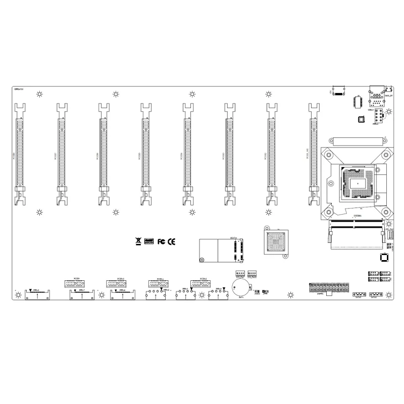 OEM Intel B250 55/60/65/70 pitch graphics motherboard with 12 PCIE slot