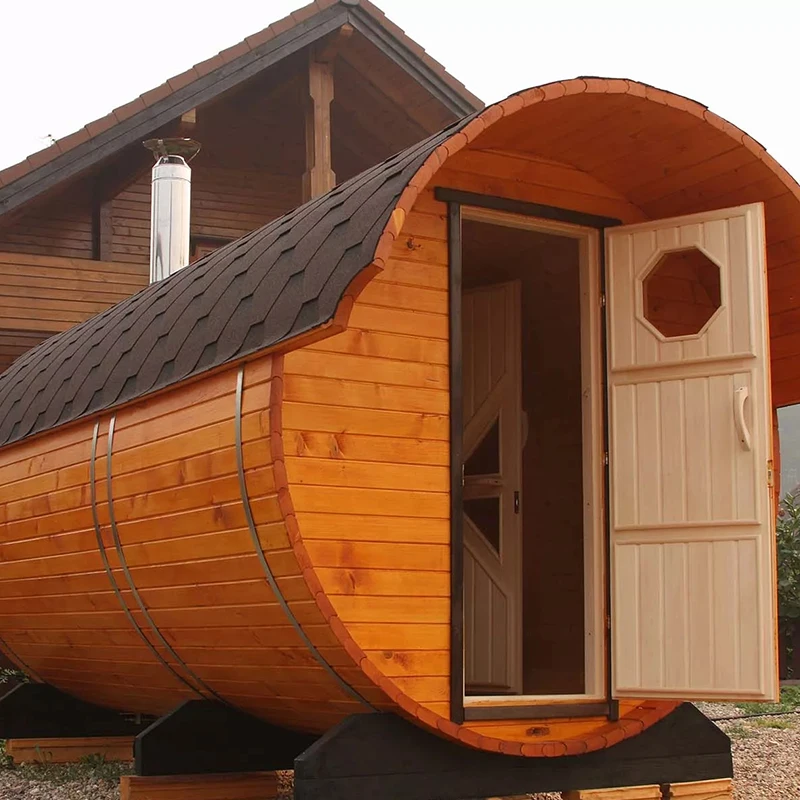 Cheapest Panoramic Glass Barrel 6 People Red Cedar Outdoor Steam Sauna Room
