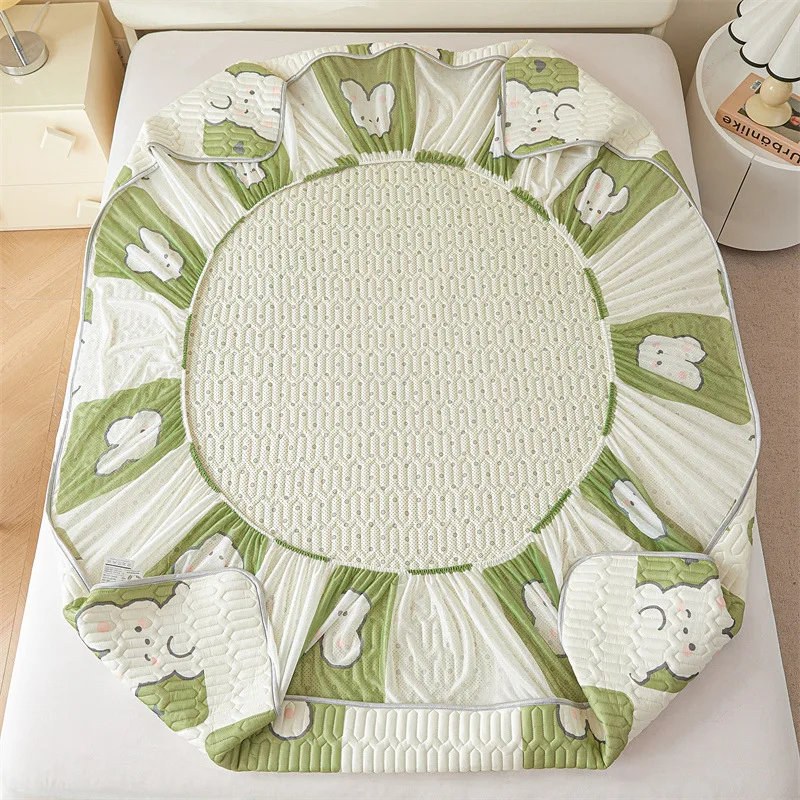 luxury whole latex mattress breathable comfortable washable mattress cover adjustable summer cold bed sheet bed cap