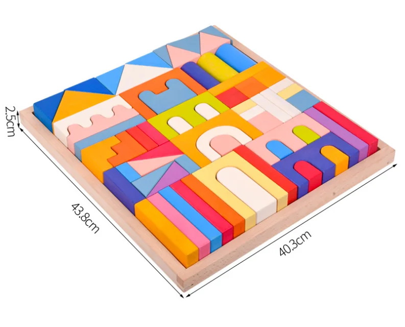 Large Stepped Pyramid Wooden Math Blocks Towering Buildings, and landscapes with these brightly colored wooden blocks