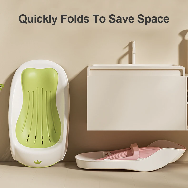 foldable baby bathtub support newborn infant bather portable anti-slip plastic TPE baby bath shower seat with stand