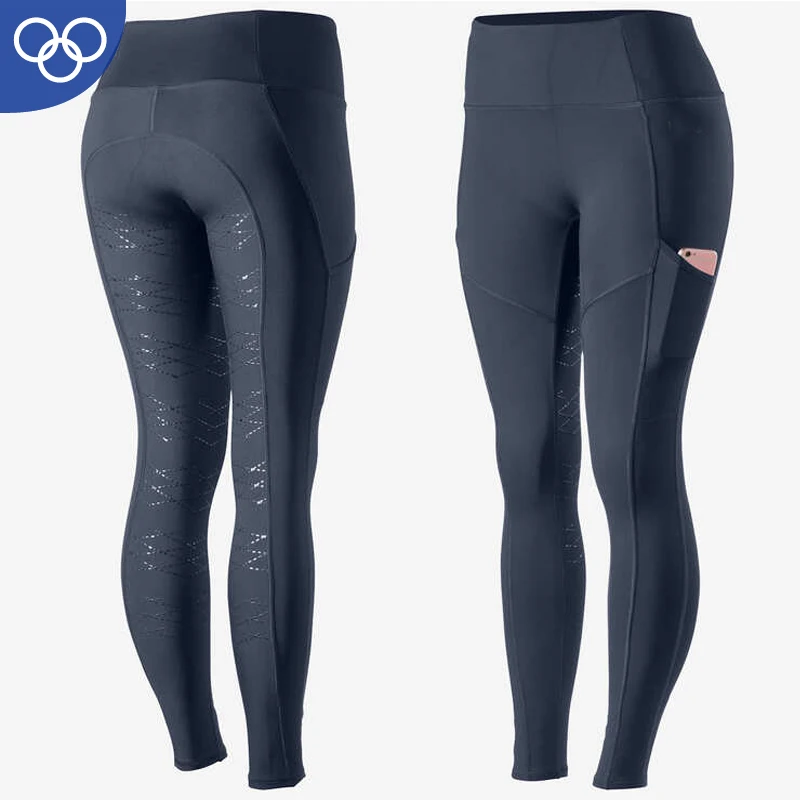 OEM ODM одежда для конного спорта женские силиконовые колготки с карманом для телефона