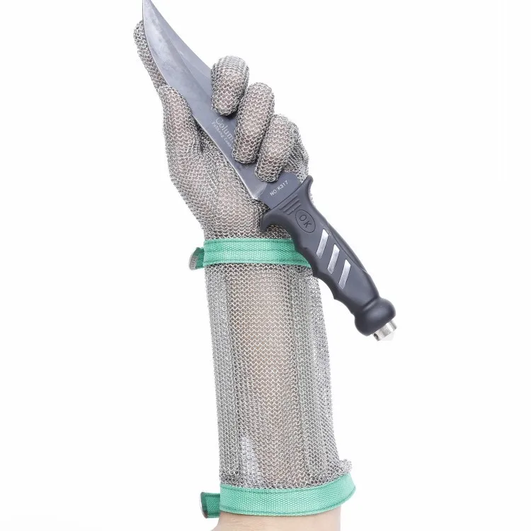 Extended steel-ring anti-cutting gloves slaughter meat-cutting fish-killing protective bucket knife safety gloves