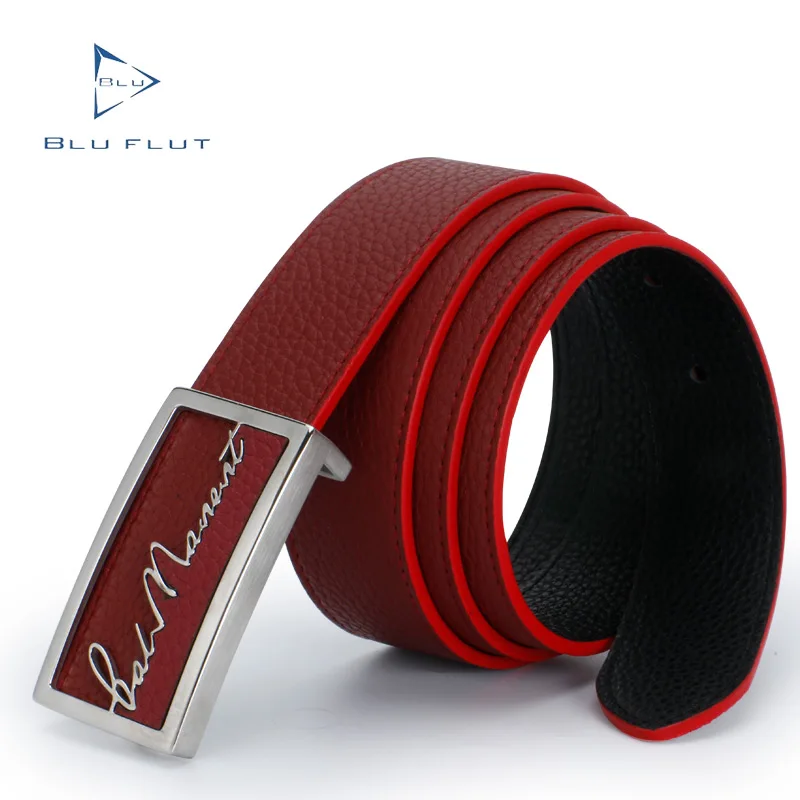 China Manufacturer elegant cow leather waistband dress belt designer steel buckle lychee red yellow jeans waist belt for women