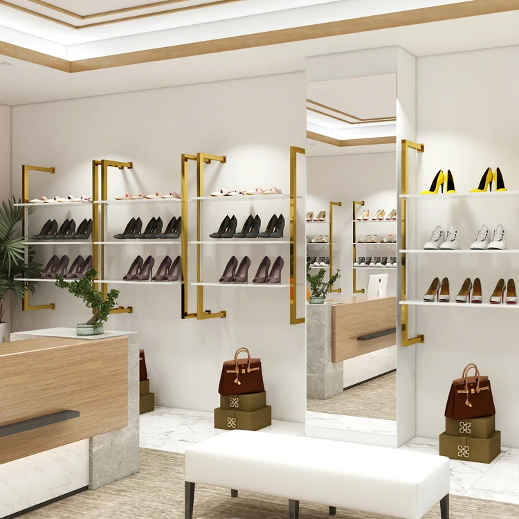 Commercial Gold Clothing Rack Pipe Clothing Rack Stainless Steel Display Rack For Wall Mounted