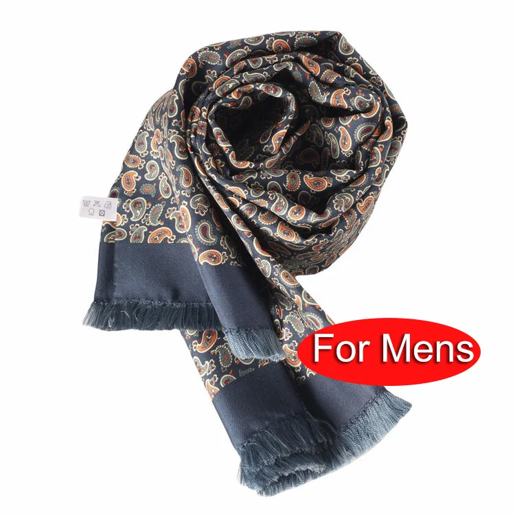 Pure Natural Silk Lowest MOQ Custom long size double Layer Digital Printing Silk Scarves 100% Silk Scarf For Mens