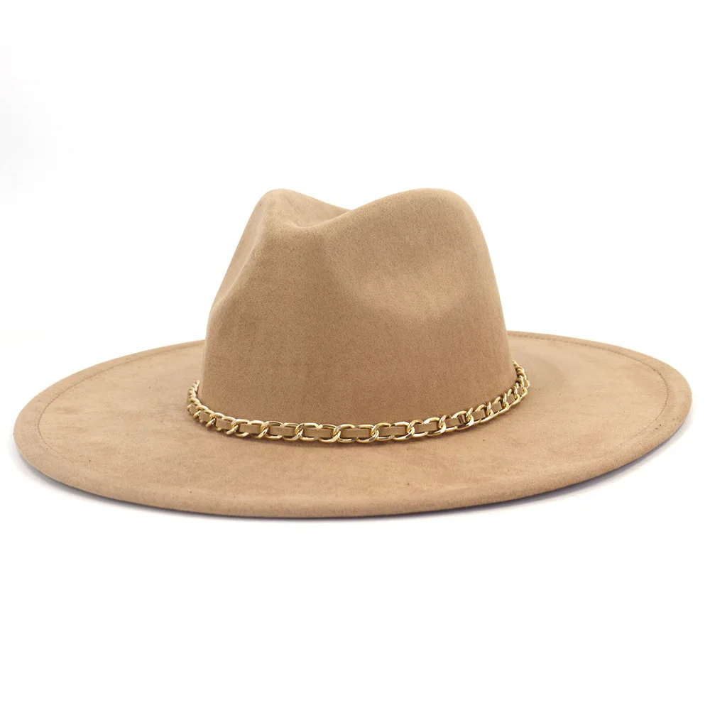 Top Hat with Accessories Sold Color Fedora Hat Wholesale Men Women's Gentleman Hat Wool Felt Luxury Large Brim Suede Unisex
