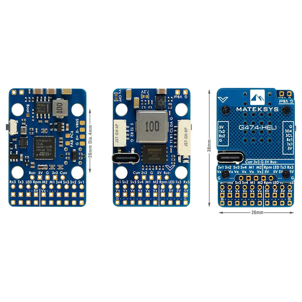 Built-In Stm32G474/Icm42688P/Spl06L/2X Bec/Rotorflight Firmware Rc Helicopter G474-Heli Flybarless Controller