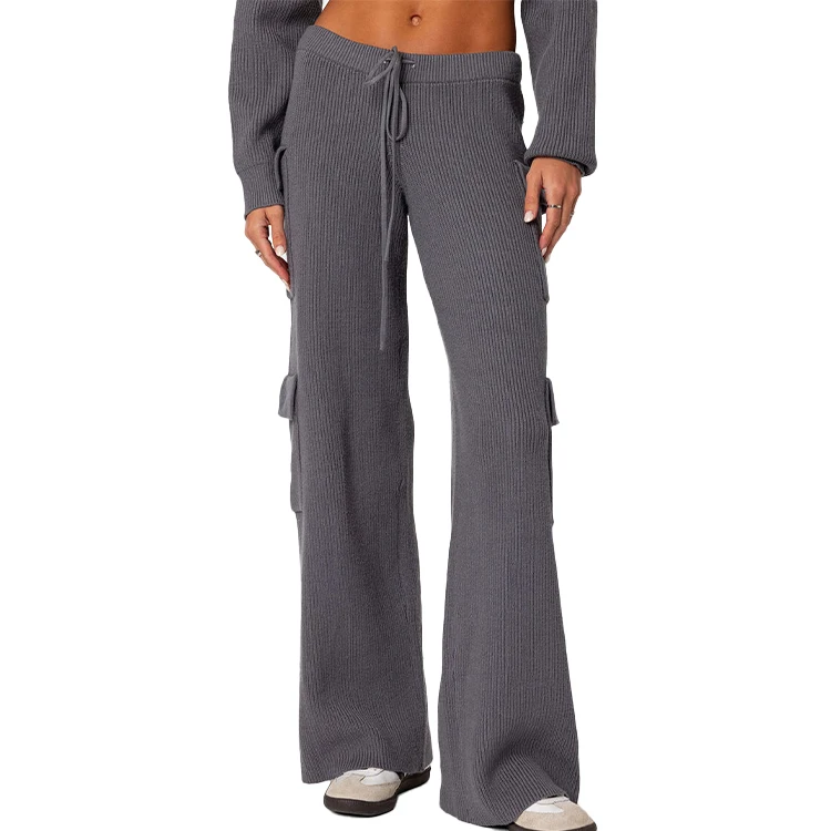 Custom OEM Manufacturer Vintage Pockets High Waist Streetwear baggy Casual ladies Long parachute Cargo Pant for women Trousers