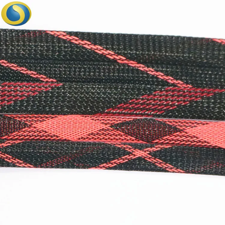Black Red 1/2 inch PET Expandable Braided Sleeving 12mm braided cable sleeve