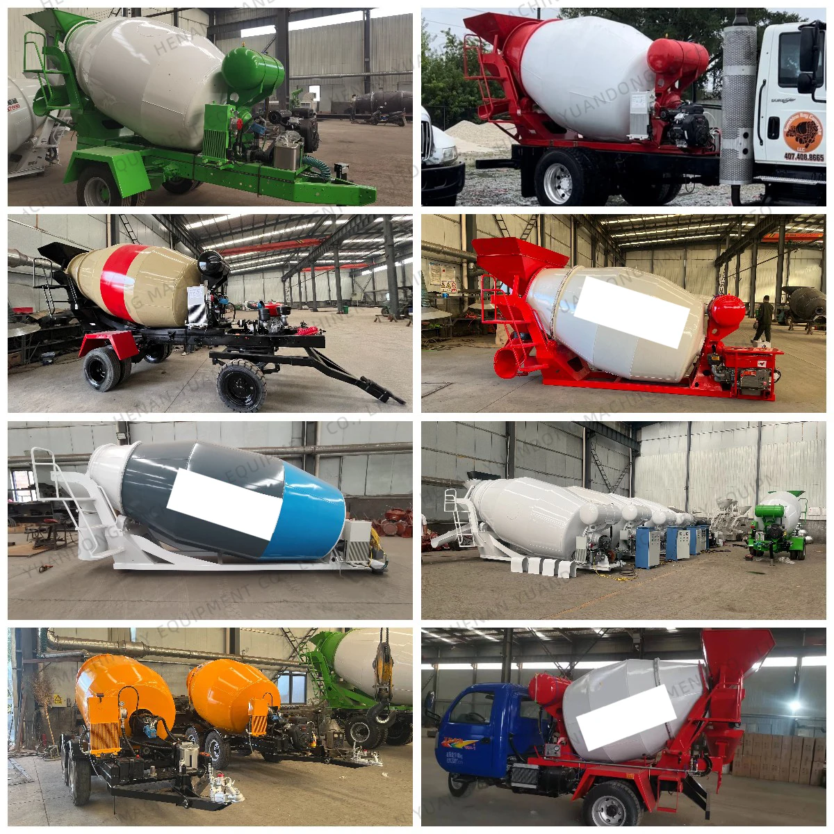 1-2CBM Gasoline Concrete Truck mixer CementMixing Truck Hydraulic System 4m3 Self Loader mixer Trailer with Hopper