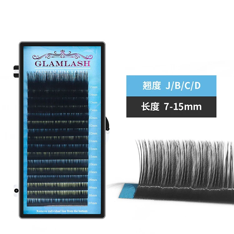 GLAMLASH Mix 7~15mm Handmade Korean Pbt J/B/C//CC/D/ CURL Eyelash Extension Natural Soft Faux Mink Lash