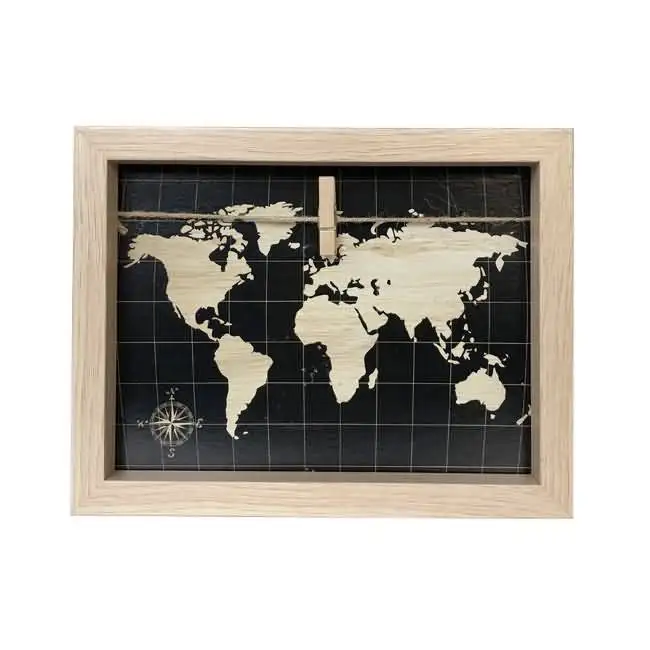 MDF Wooden  Message  Board Blackboard Map l Art Picture Frame with Clips 20x30cm