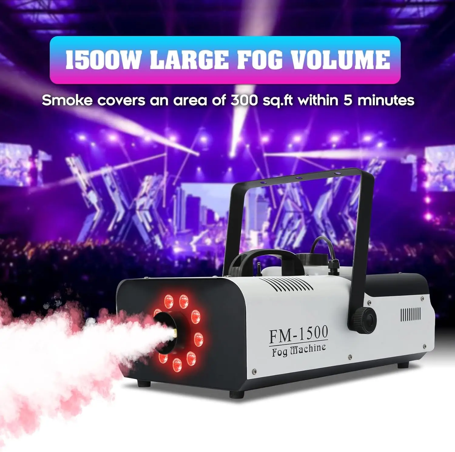 Topflashstar 1500w  LED Strong Output Remote Control Fog Machine New Model Smoke Machine Halloween Party Stage Wedding Factory