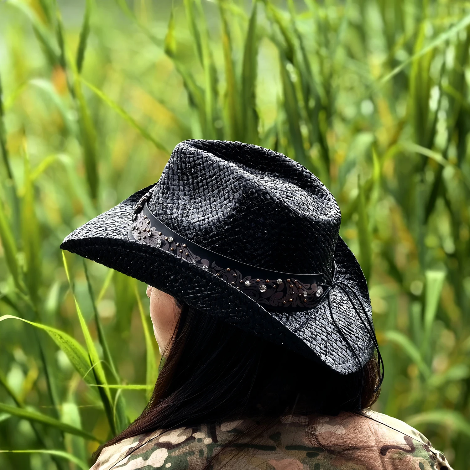 В наличии женская соломенная шляпа Cowgirl США американская Западная Техасская с корректируемыми полями ковбойская Sombrerosb
