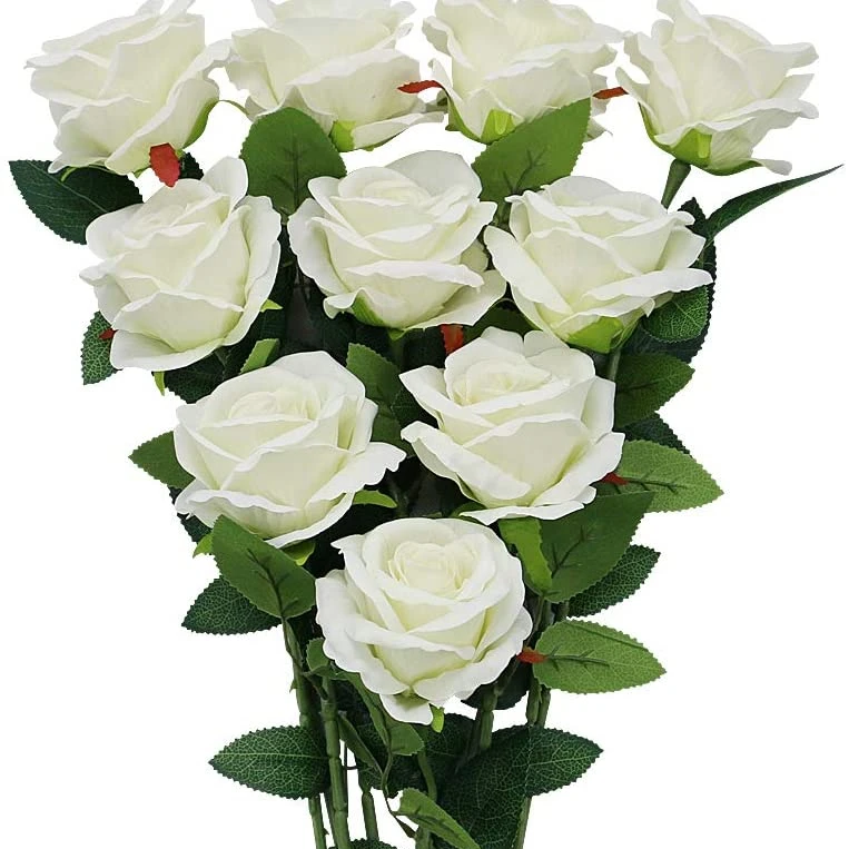 Long stem artificial rose bouquet, bridal bouquet, wedding party home office decor