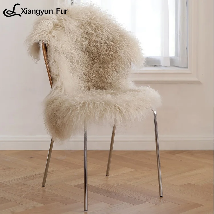 Wholesale Supply Round Mongolian Lamb Fur Carpet Custom Size Curly Sheep Fur Rugs For Kid Photography