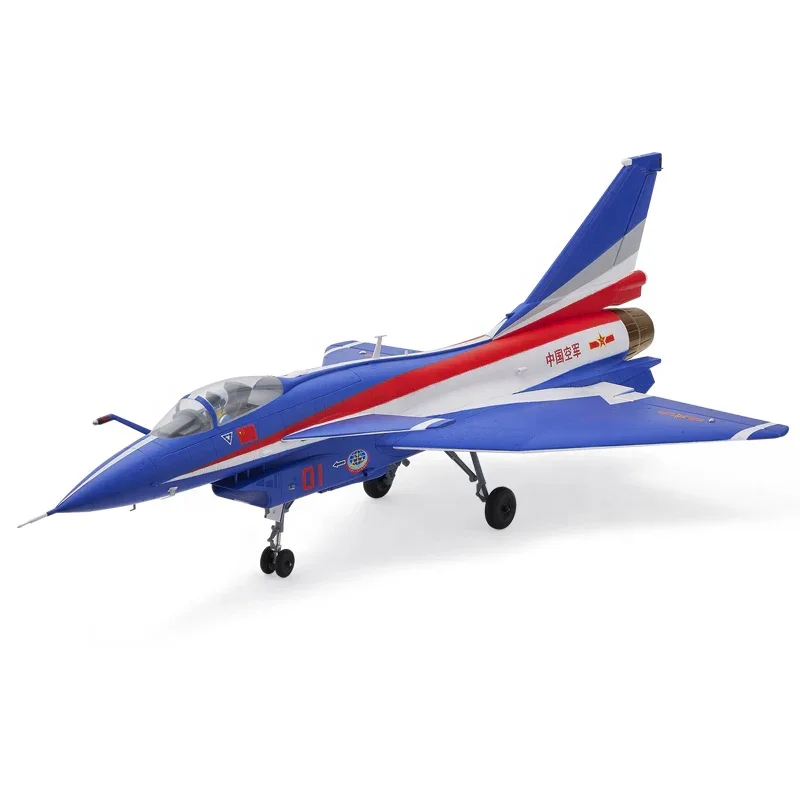 Scale J-10 Fighter RC Jet Airplane with FMS Reflex V3 64mm EDF System CNC Landing Gear and August 1st Team Red White Blue Paint