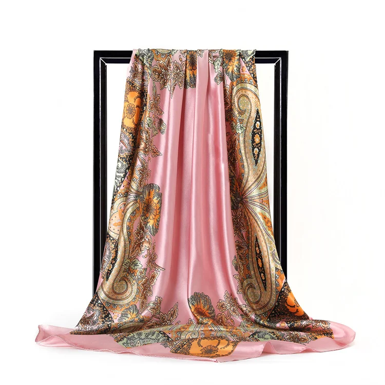 Wholesale 2025 Hot Sale Fashion Womens Designer Scarves Luxury Brand Pattern Custom Long Turkish Silk Scarf