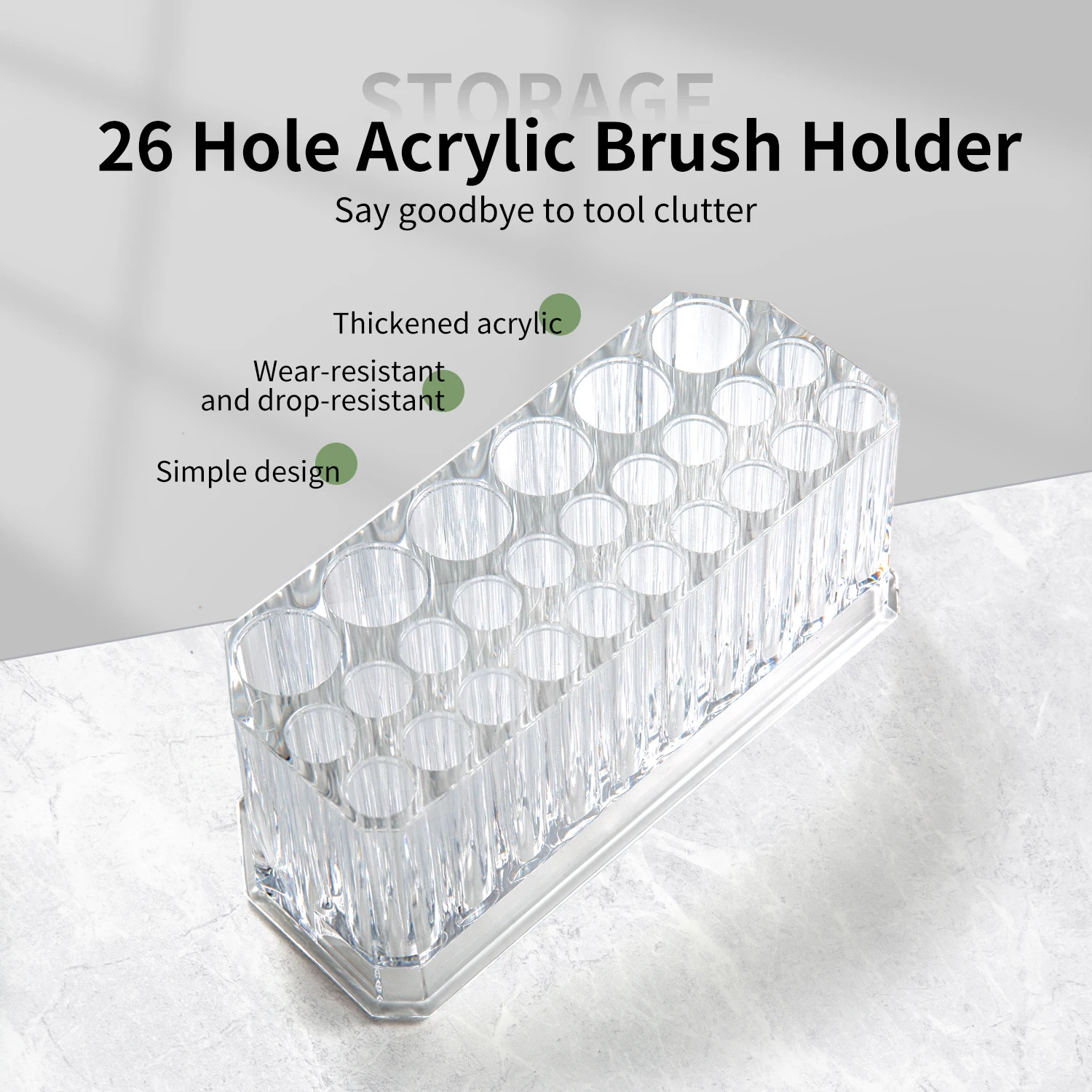 26 Holes Acrylic Nail Brushes Storage Holder Makeup Brushes Organizer Nail Tools Stand Storage Showing Shelf Pens Display Case