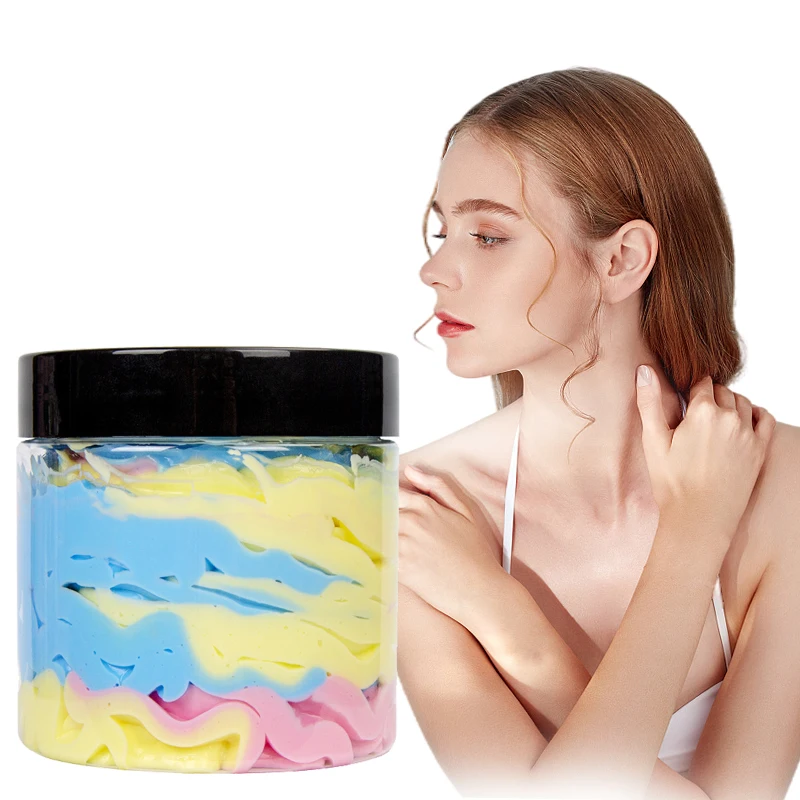Natural Organic Vegan Skincare Body Lotion Private Label Body Butter Moisturizing Rainbow Whipped Body Butter For Dry Skin