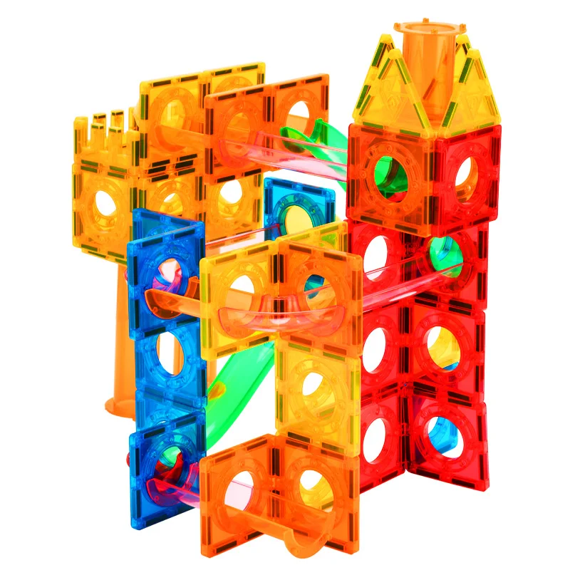 colorful plastic tube building tiles toys with magnet ,3D Magnetic Building Marble Run