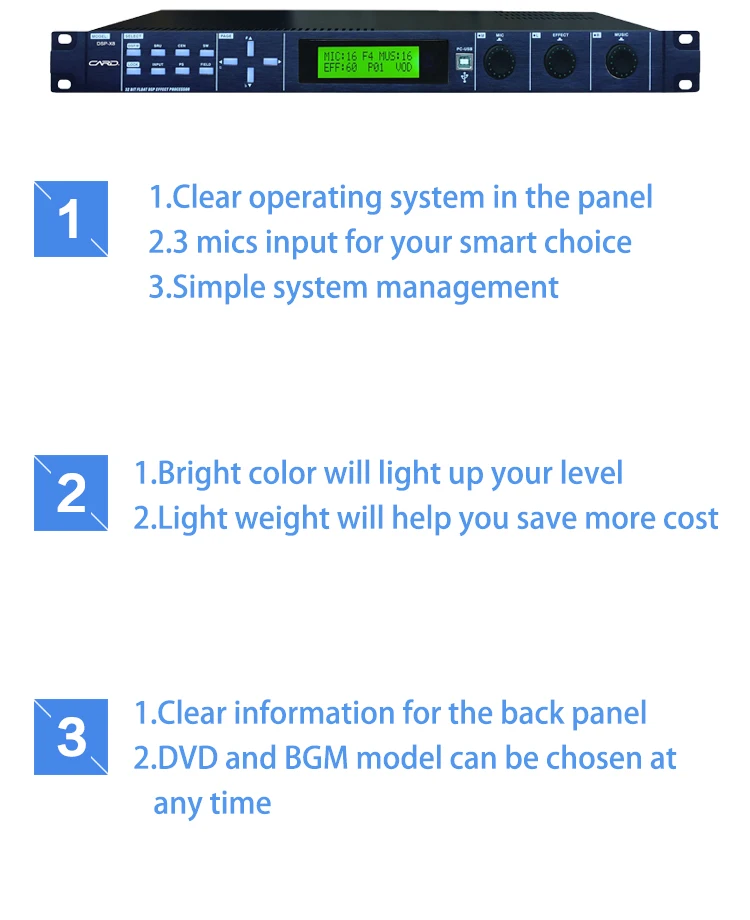 High Performance Digital Audio Effect Processor 30w Power Dsp Audio Processor For Karaoke Audio Use