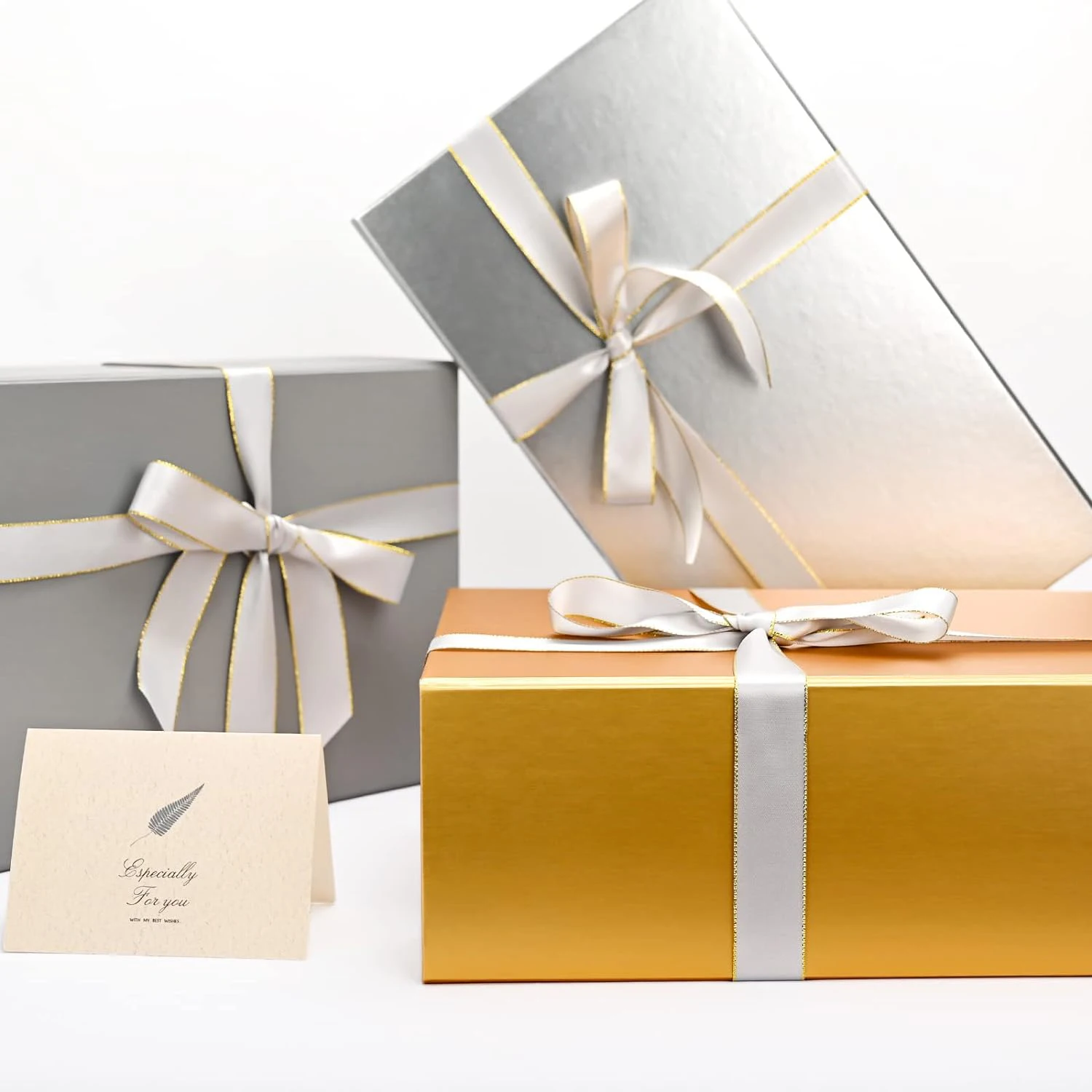 Magnetic Silver gloss premium Sturdy Wedding Cardboard christmas gift box custom Factory wholesale size rose gold gift boxes