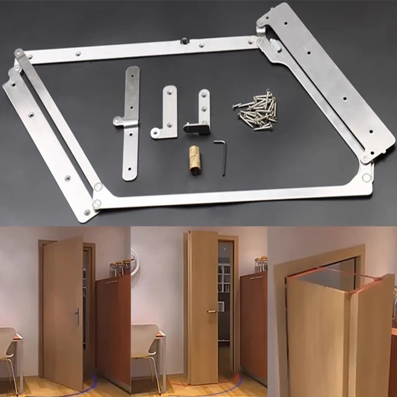 Stainless Steel Wood Kit Swing Double Bi-fold System Compack Set Folding Door Hardware Swing Fittings 180 Degree Bifold
