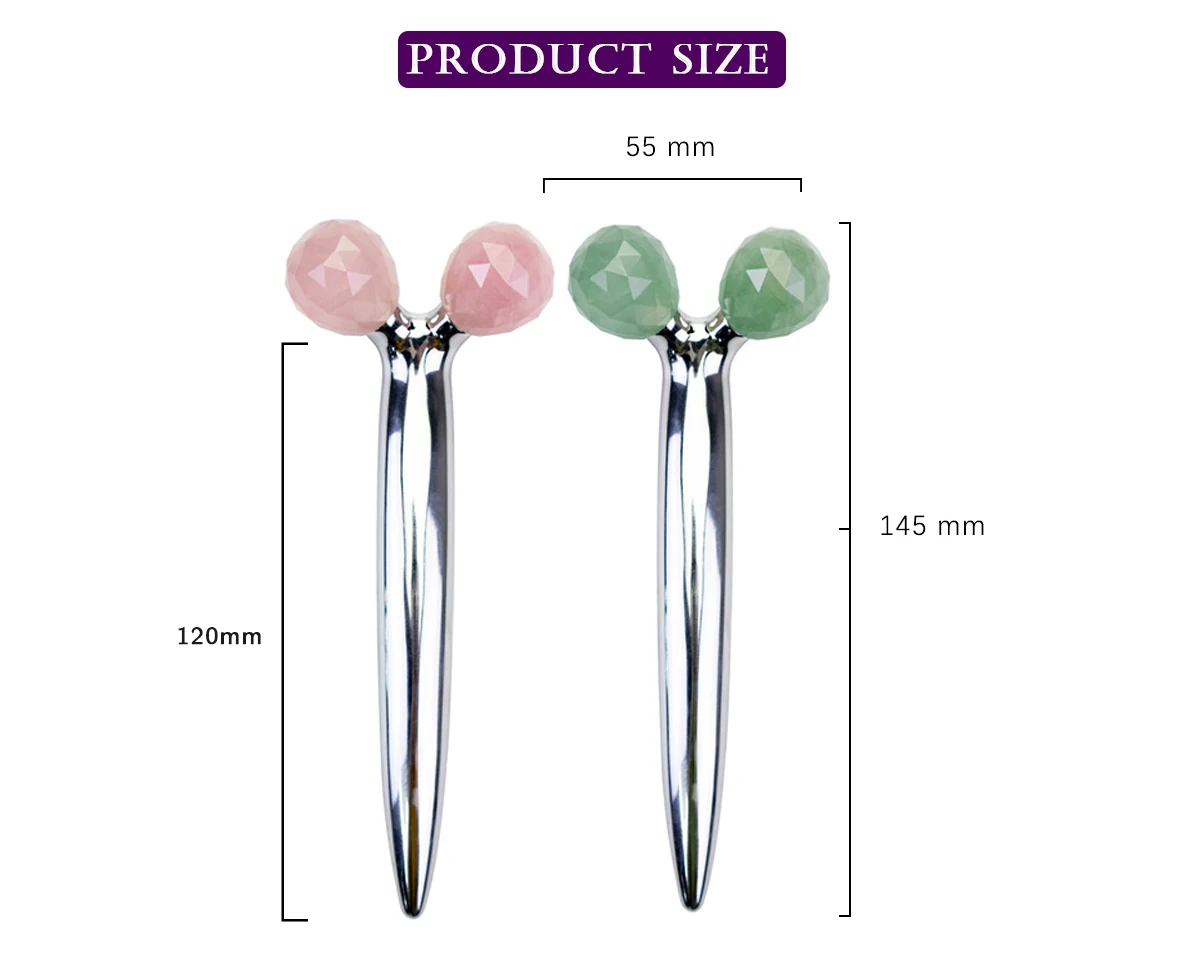 Natural Jade Stone 3D style Y shape double roller natural Face Roller for face massage skin care facial roller