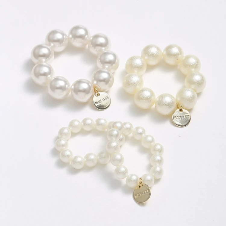 
Colorful Imitation Pearl Hair Rope for Women Elastic Beaded Hair Rubber Bands Accessories 