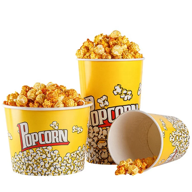 Promotion Custom LOGO  Popcorn Bucket Paper Fried Chicken Disposable Paper Bucket Bowl For Food Packing