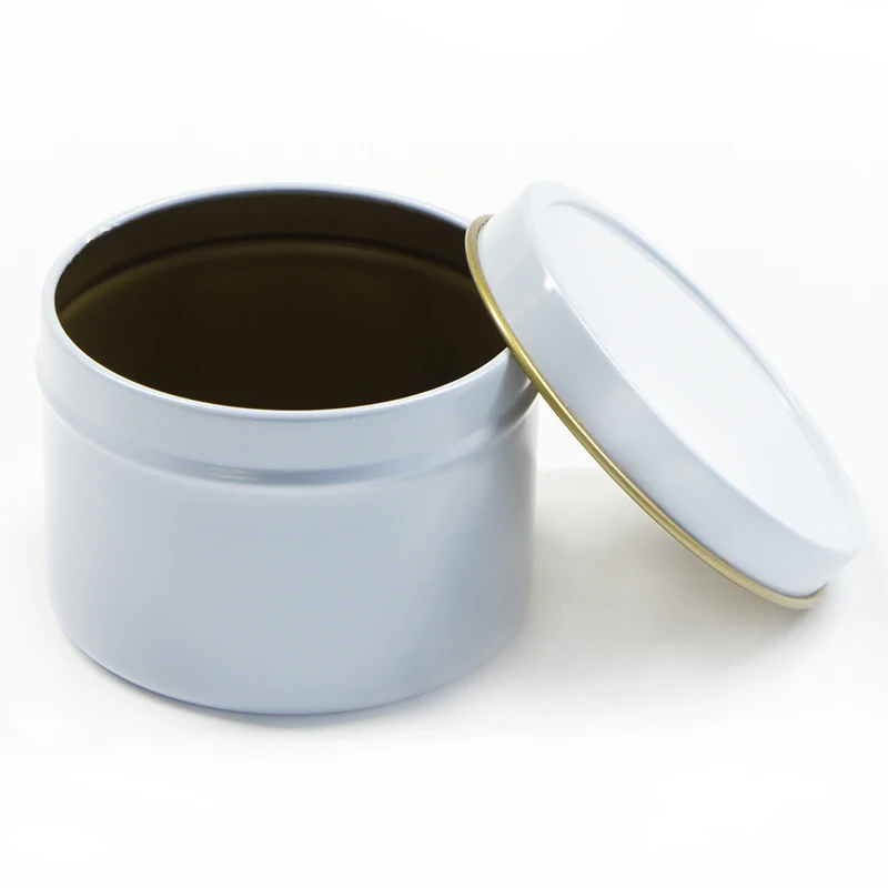 Hot sell deep round slip lid white metal tin can for candle