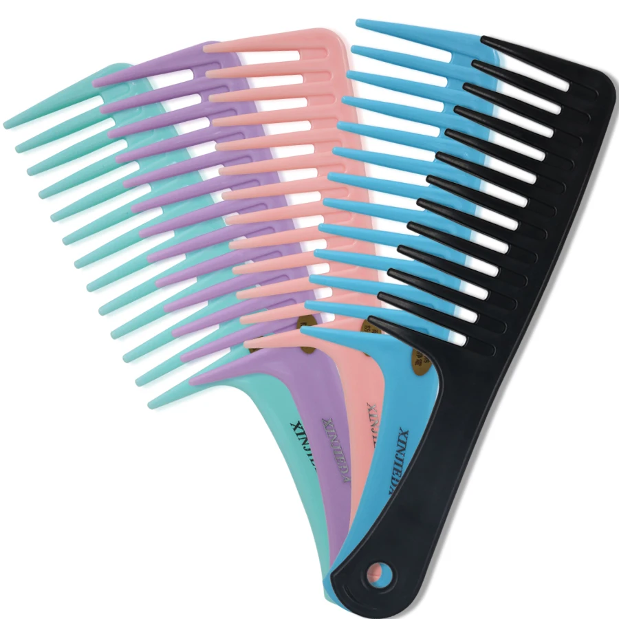Free Sample Wholesale Custom LOGO Hairdressing  Detangling Shower Hair Comb Heat-Resistant Large Plastic Wide Tooth Hair Comb