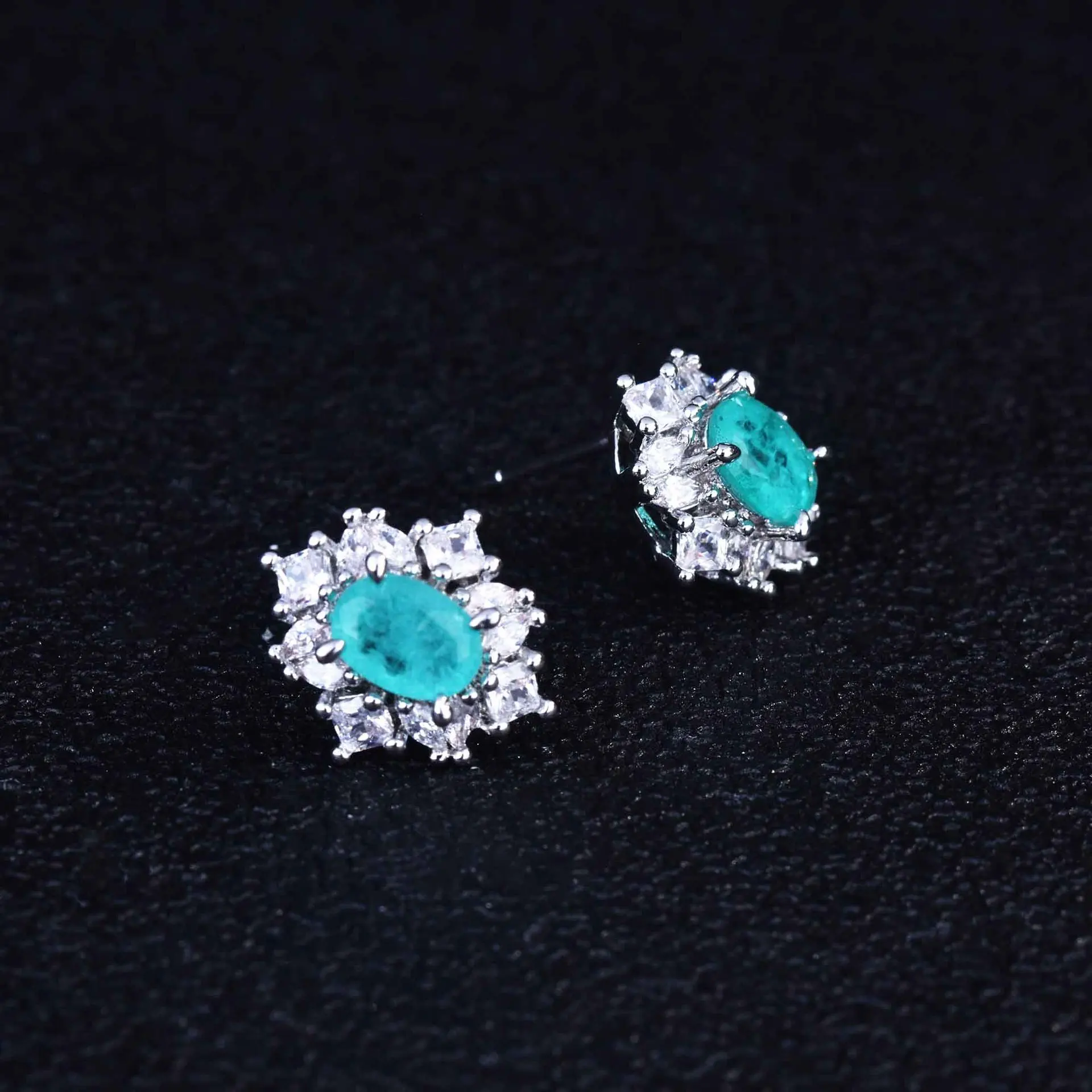 Luxury Fashion Trendy 925 Silver Paraiba Artificial Jewelry Sets for Women