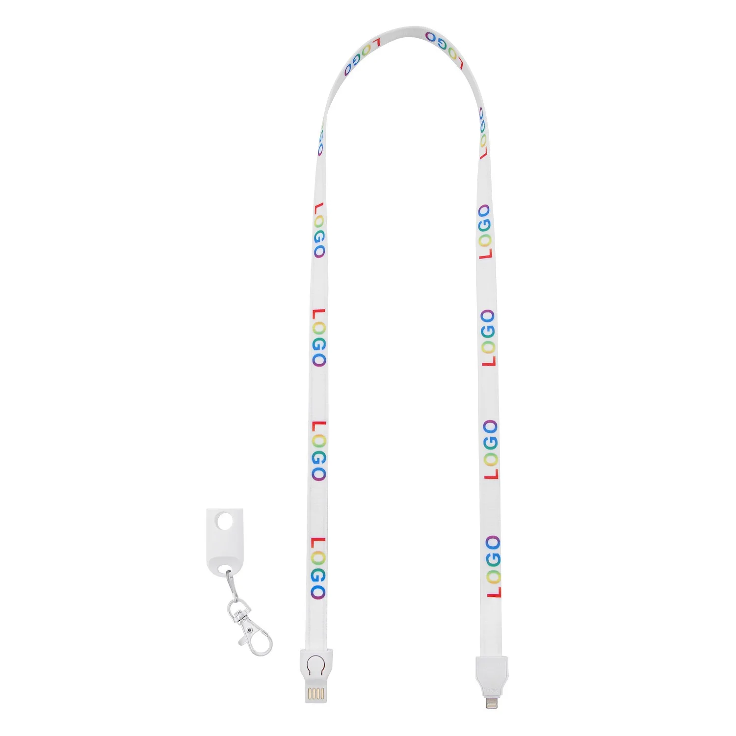Customize logo Lanyard cable 3 in 1 USB data cable charger 85cm lanyard data charging cable type c