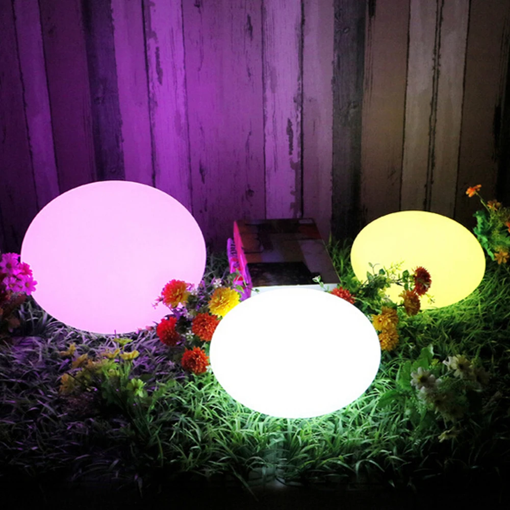 Modern Outdoor Waterproof Ip67 Led Light Plastic Garden Stepping Stones Courtyard Lawn Garden Decor Led Egg Shaped Table Lamp