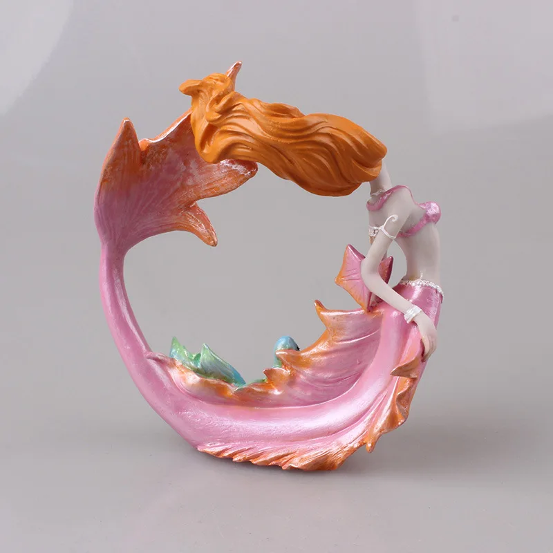 quyingqiu Mediterranean resin home Aquarium fish tank landscape decoration 15cm mermaid