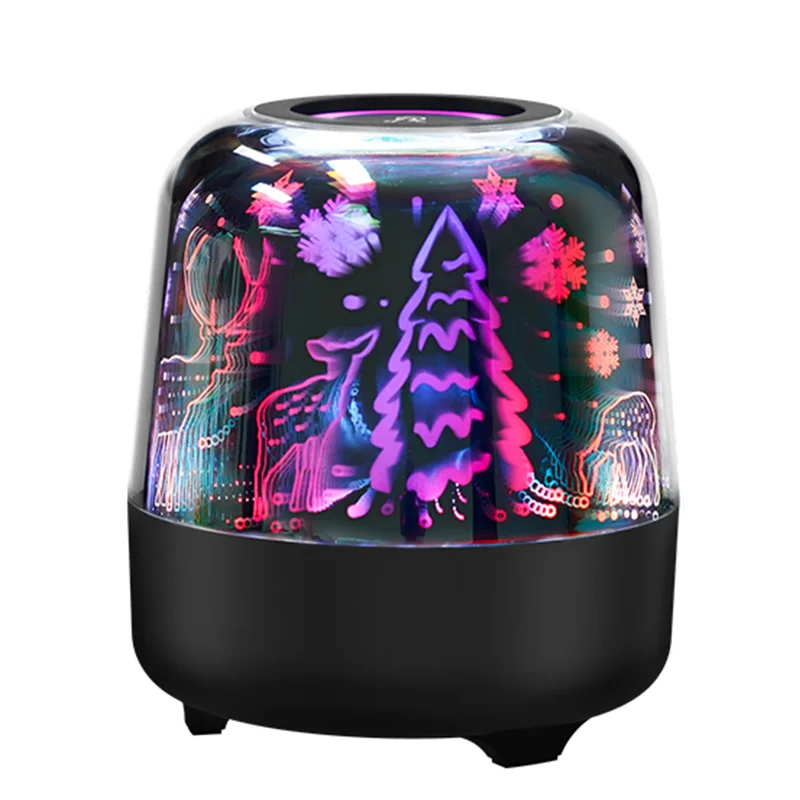 Factory Colorful LED light Wireless Speakers 3D Mini Electroplating Round Steel Box Speaker Radio for Christmas gift