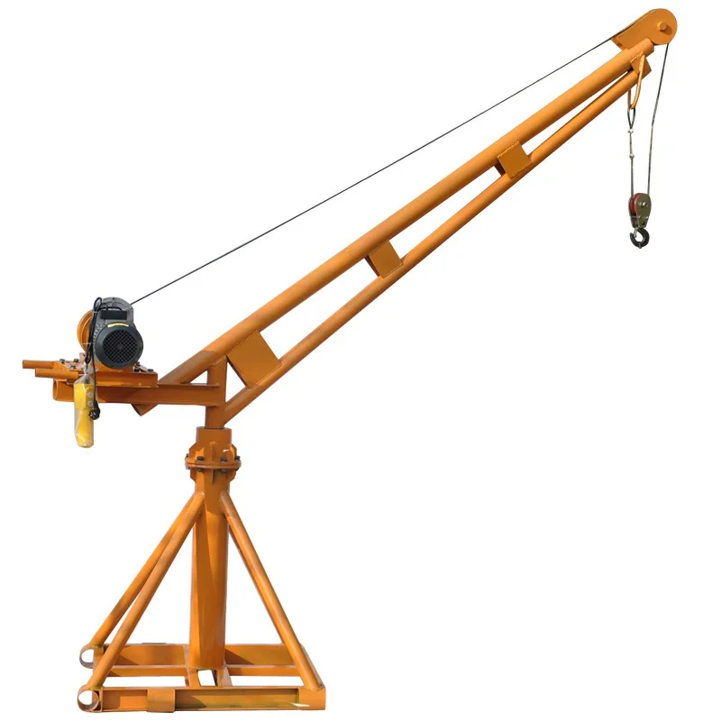 
800kg mini building crane with electric winch hoist 500kg out door crane 360 degree rotation crane with electric wire rope hoist 