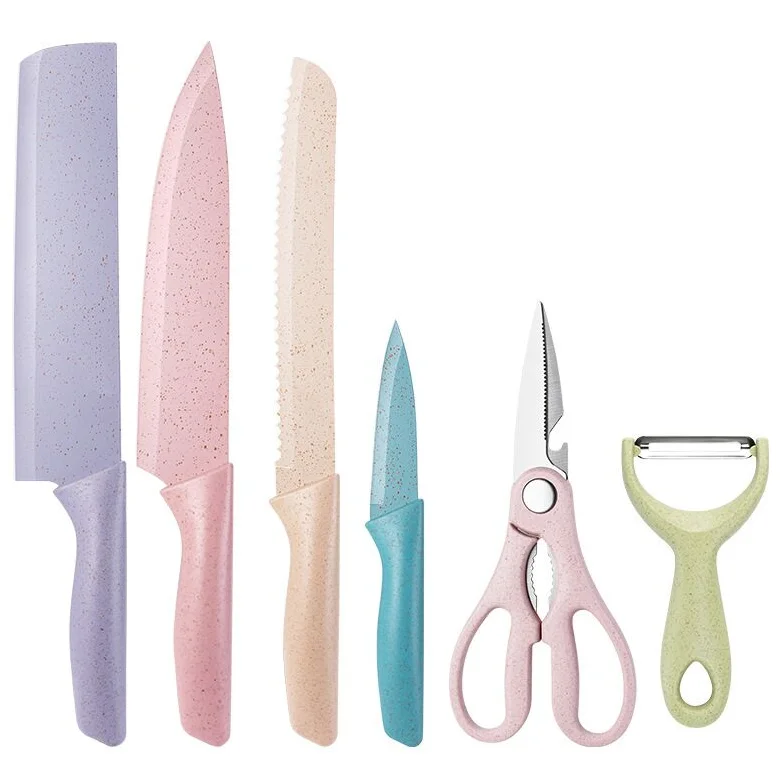 xnmaysun hot selling Perfect Present sharp 6pcs macaron Color Chef Knives set kitchen knife set in Gift Box for cutting