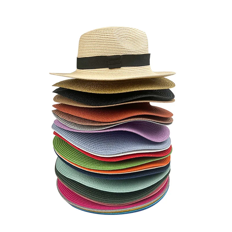 Wholesale unisex summer beach panama hat custom your own logo paper straw hat