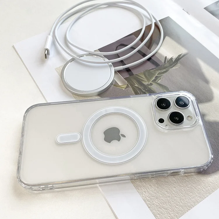 Прозрачный чехол из ТПУ для телефона с беспроводной зарядкой iPhone 13 se задняя крышка противоударный Магнитный 12 pro