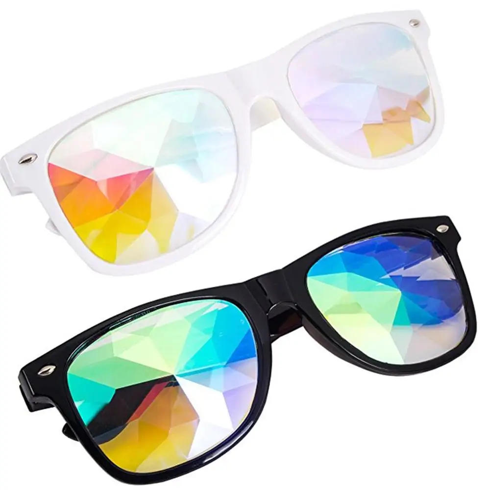 Festivals Kaleidoscope Rainbow Sunglasses, Prism Sunglasses Crystal Lenses Rave Festival Party EDM Sunglasses